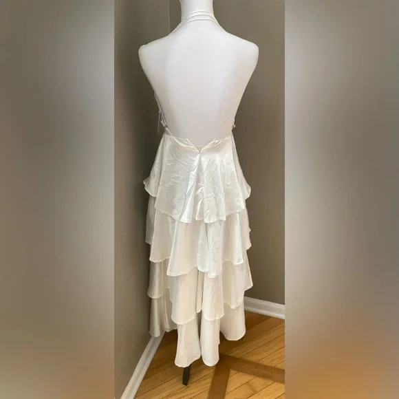Selfie Leslie Auguste Tiered Frill Strappy Back Dress Ivory - Picture 8 of 9